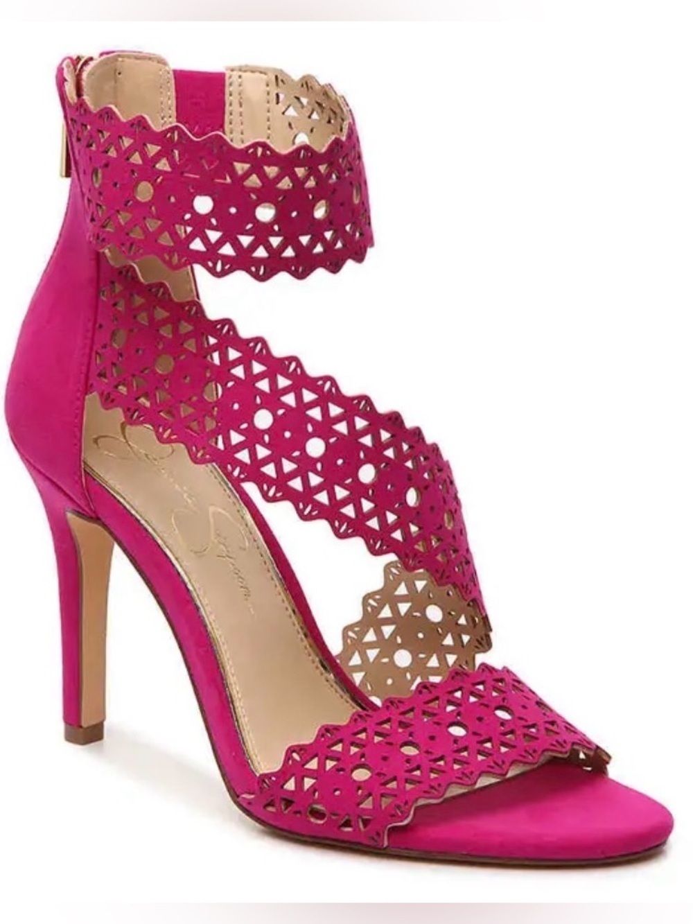 Jessica Simpson Magenta 💖 Pink Laser-Cut Strappy Heels